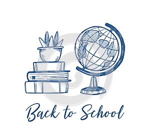 Hand drawn vector illustration - Back to school. Sketch design e