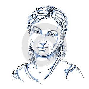 Hand-drawn vector illustration of beautiful skeptic woman, I do