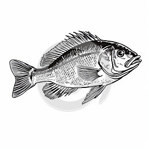 Hand Drawn Vector Illustration Of Bigmouth Bass In Various Artistic Styles