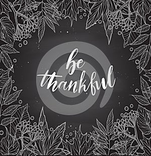 Hand drawn vector illustration. Chalky background with Fall