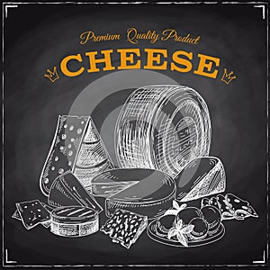 Hand drawn vector illustration with cheese