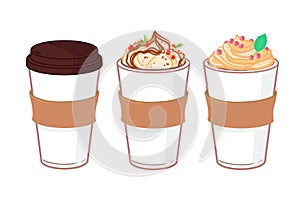 Hand drawn vector illustration - Coffee to go and other sweet de