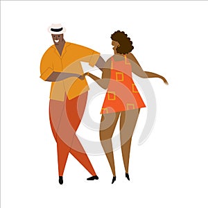 Hand drawn vector illustration of a couple dancing sexy fun bachata, salsa, kizomba dance. Isolated on white background. Dance