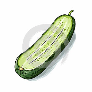 Hand Drawn Vector Illustration Of A Cucumber photo