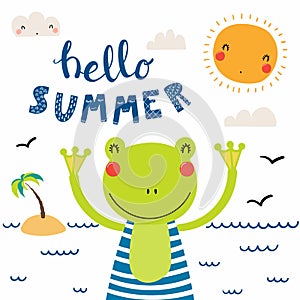 Cute summer frog