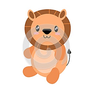 Hand drawn vector illustration of a cute funny lion . Isolated objects. Scandinavian style flat design. Concept for