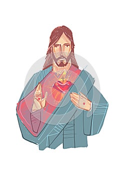 Jesus Christ Sacred Heart illustration