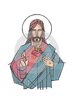 Jesus Christ Sacred Heart illustration