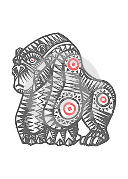 Mexican gorila hand drawn vector illustration photo