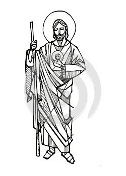 Hand drawn illustration of St Jude Thaddeus