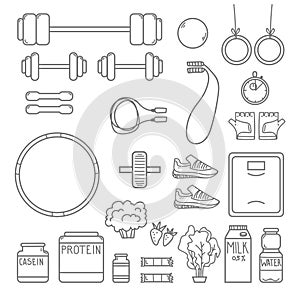 Hand-drawn vector illustration - Fitness and Health icons.