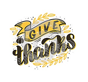 Hand-drawn vector illustration of Give Thanks text
