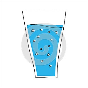 Hand drawn vector illustration of a glass of water on a white background.