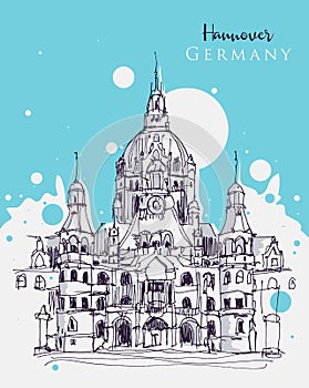 Hand drawn vector illustration of Hannover, Germany