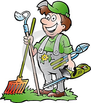 Hand-drawn Vector illustration of an happy Gardener