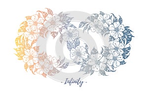 Hand drawn vector illustration - infinity sign with flowers and