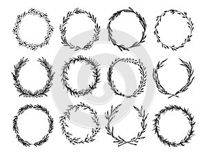 Hand drawn vector illustration - Laurels and wreaths.