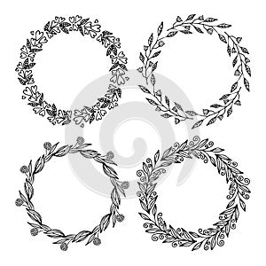 Hand drawn vector illustration - Laurels and wreaths. Design elements for invitations, greeting cards, quotes, blogs, posters and