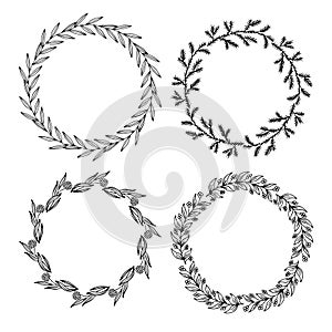 Hand drawn vector illustration - Laurels and wreaths. Design elements for invitations, greeting cards, quotes, blogs, posters and