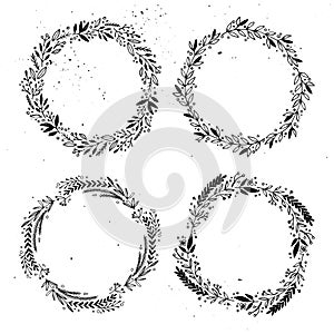 Hand drawn vector illustration - Laurels and wreaths.