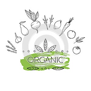 Hand drawn vector illustration - Logotype of healthy food.