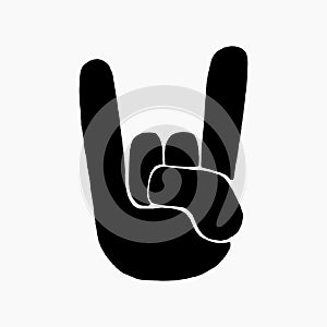 Hand drawn vector illustration of the rock and roll and heavy metal symbol made with a human hand showing devil horns