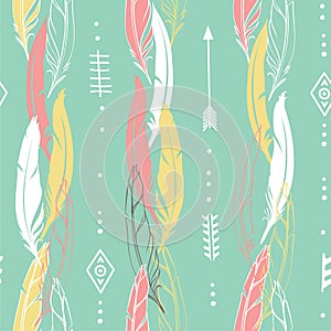 Hand drawn vector illustration. Seamless pattern with tribal arrows. Perfect for wallpapers, greeting cards, blogs, web