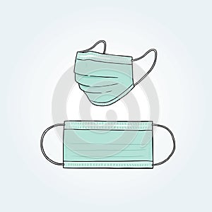 Hand drawn vector illustration of surgical mask. photo
