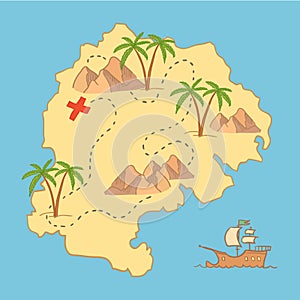 Hand drawn vector illustration - treasure map and design element