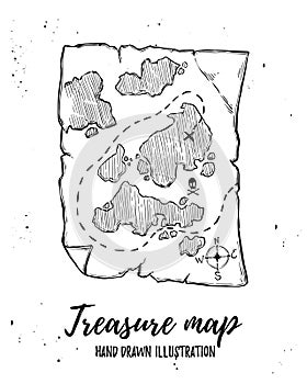 Hand drawn vector illustration - Treasure map. Design elements i