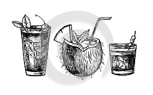 Hand drawn vector illustrations - Collection of alcoholic