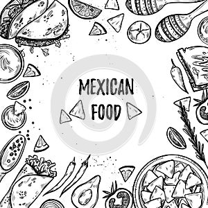 Hand drawn vector illustrations - Mexican food