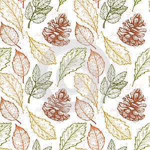 Hand drawn vector illustrations. Seamless pattern