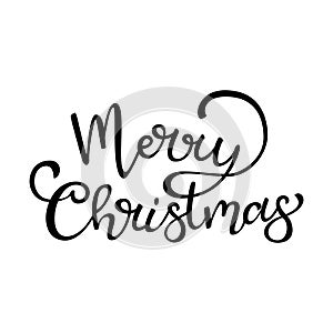 Hand drawn vector lettering Merry Christmas.