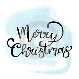 Hand drawn vector lettering Merry Christmas. Isolated black call
