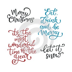 Hand drawn vector lettering We widh you a merry Christmas and a