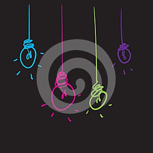 Hand drawn Vector light bulb icons with concept of idea vector illustration