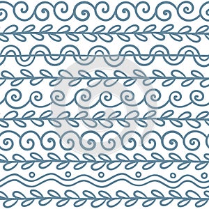 Hand drawn vector line border set and scribble design element.