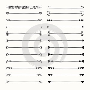 Hand drawn vector line border set and scribble