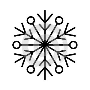 Hand drawn vector line winter snowflake of isolated icon silhouette on white background illustration. perfect for all