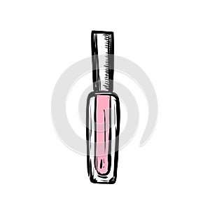 Hand drawn vector lip gloss. Make up object on white background.