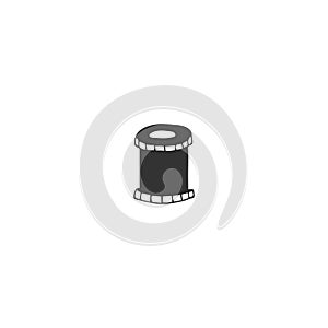 Hand drawn vector logo element, isolated illustration. Spool of thread. Handmade theme.