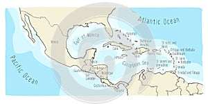 Doodle Map of Central America and Mexico photo