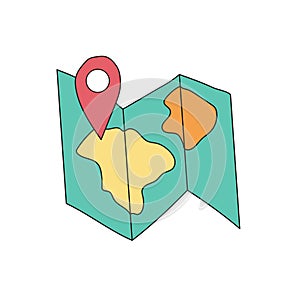 Hand drawn vector map for traveling with geotag in doodle style