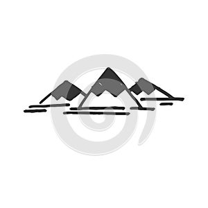 Hand Drawn Vector Mountain icons isolated on white background. symbols