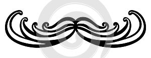 Hand drawn vector mustache. Funny mustache. Collection of cartoon barber silhouette hairstyle . Various types of