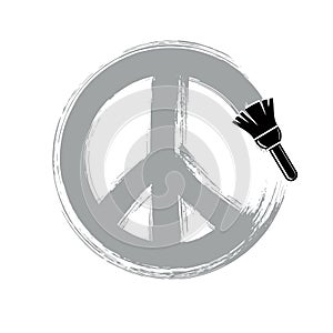 Hand-drawn vector peace sign, antiwar symbol from 60s made with