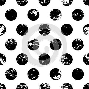 Hand drawn vector polka dot ornament grunge seamless pattern. Ab photo