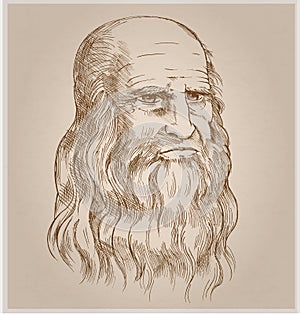 Hand drawn vector portrait. leonardo Da Vinci photo