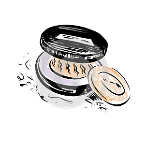Hand drawn vector powder. Make up object on white background.